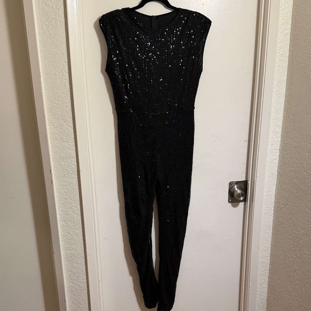 Black Sequin Jumpsuit
